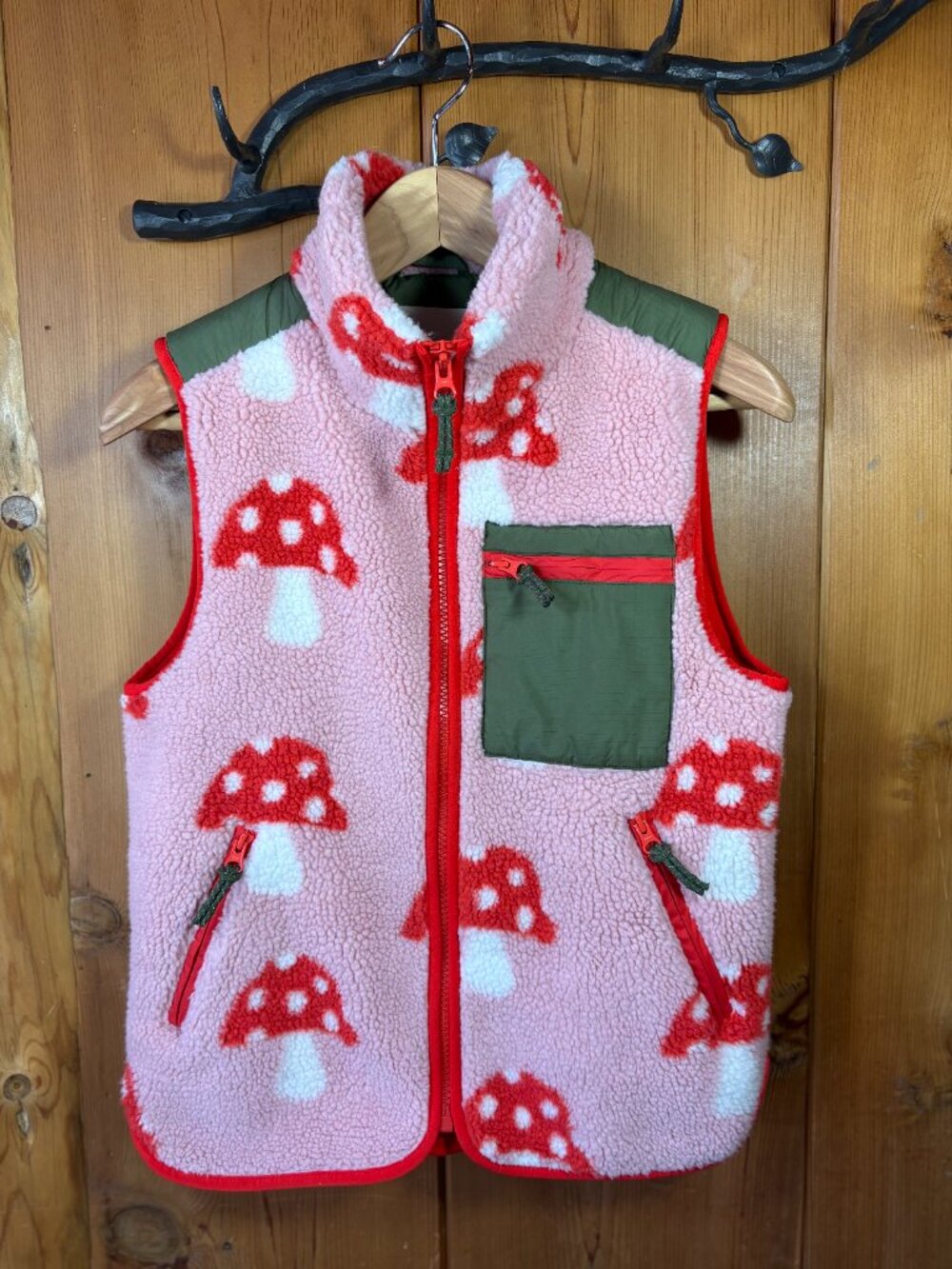 - Boden Pink Mushroom Fleece Lined Vest - XS